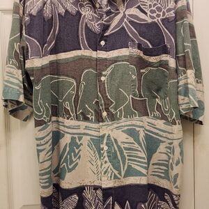 Nine Twenty East Vintage Men's Multicolor Elephant Print Shirt Sz L